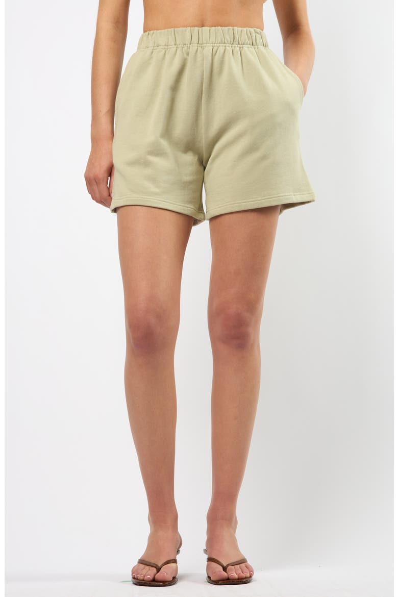 The Lakeside Set Cotton Graphic Sweat Shorts, Main, color, SAGE