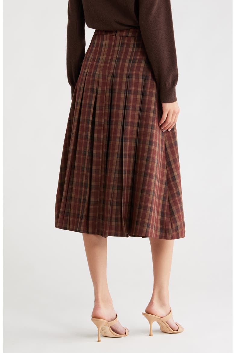 Vena Plaid Pleated Midi Skirt, Alternate, color, WINE PLAID