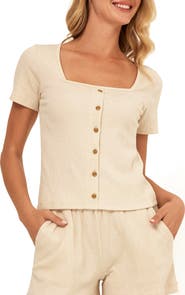 Threads 4 Thought Jamila Smocked Square Neck Top