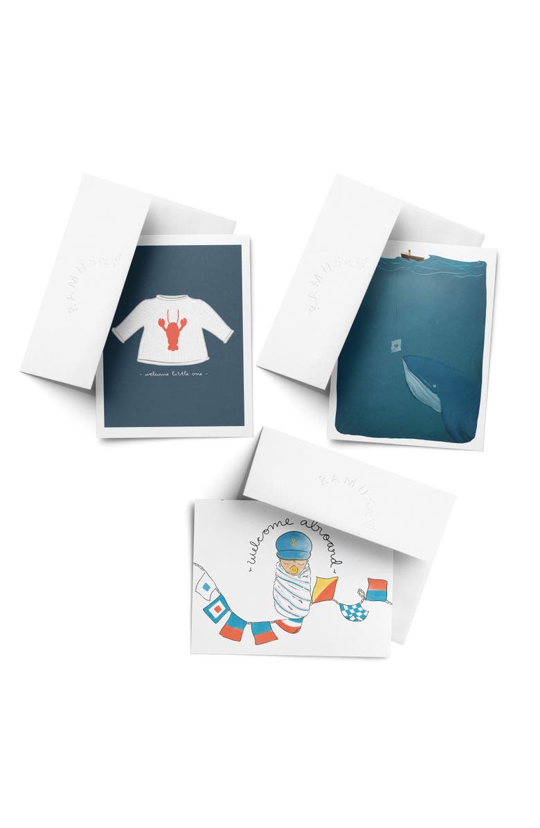 Ramus & Co Baby Greeting Card Pack (3ct) "Love Note, Welcome Aboard, Lobster Sweater", Main, color, Multi-Pack