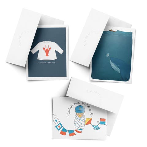 Baby Greeting Card Pack (3ct) "Love Note, Welcome Aboard, Lobster Sweater"