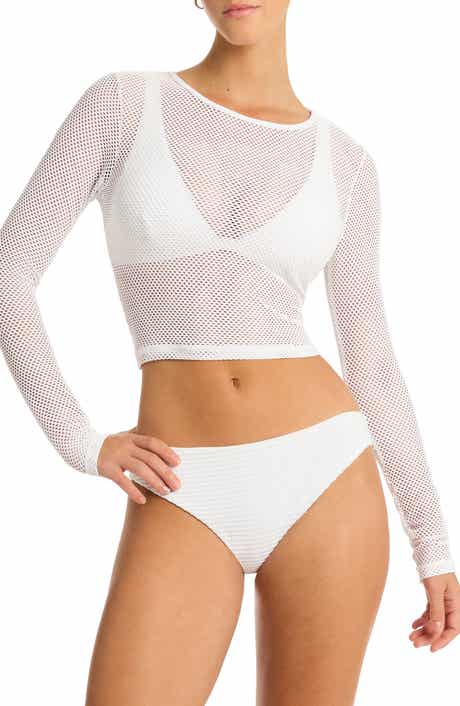 Sea Level Drift Mesh Cover-Up Crop Top