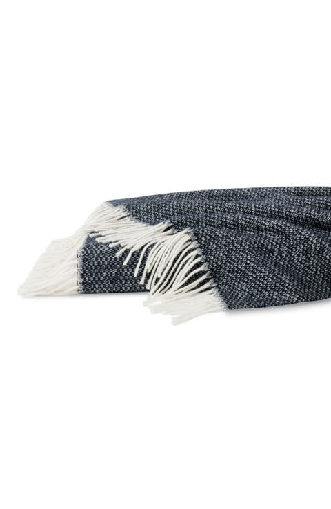 Cervino Fringe Trim Wool & Cashmere Throw Blanket