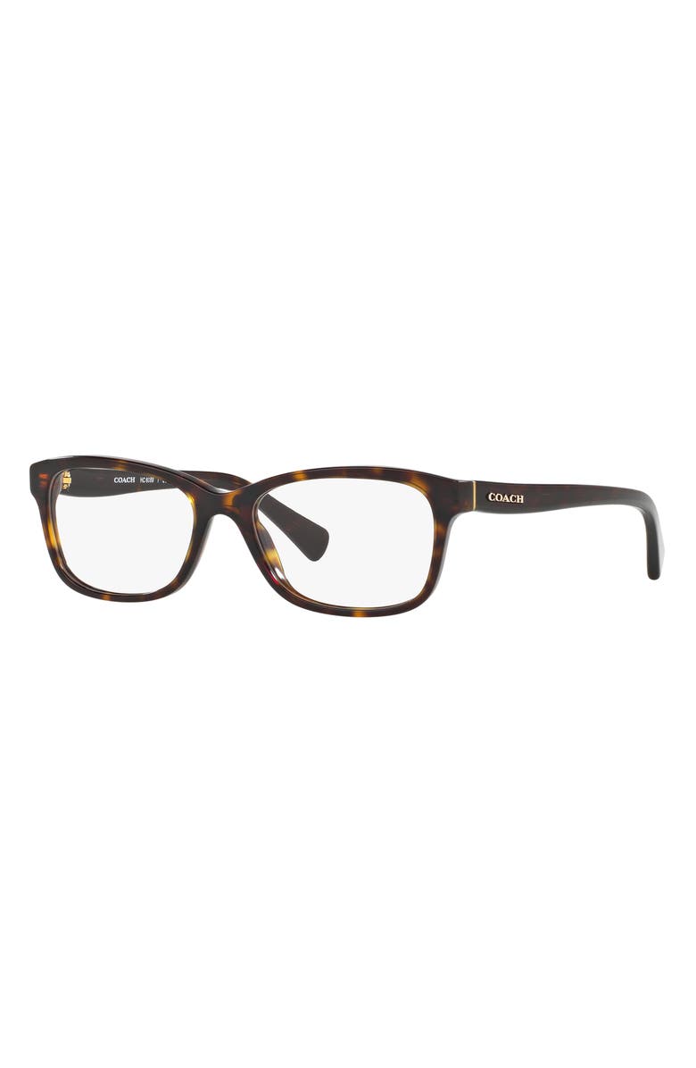 COACH 53mm Rectangular Optical Glasses, Alternate, color, Dark Tortoise / Demo Lens