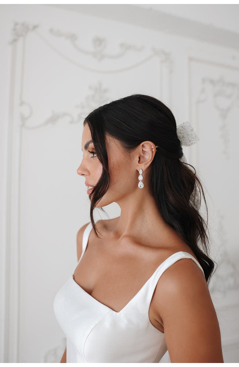 Untamed Petals Dynasty Crystal Drop Earrings, Alternate, color, Silver