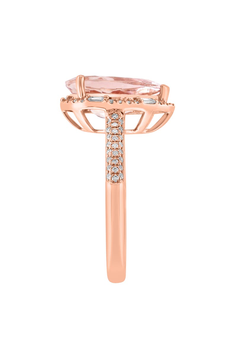 14K Rose Gold Diamond & Pear Cut Morganite Ring, Alternate, color, ROSE GOLD