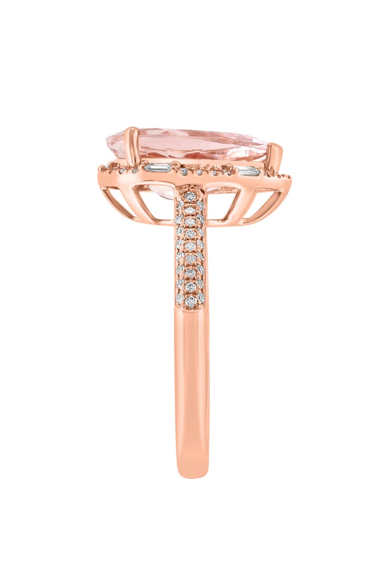 EFFY 14K Rose Gold Diamond & Pear Cut Morganite Ring, Alternate, color,