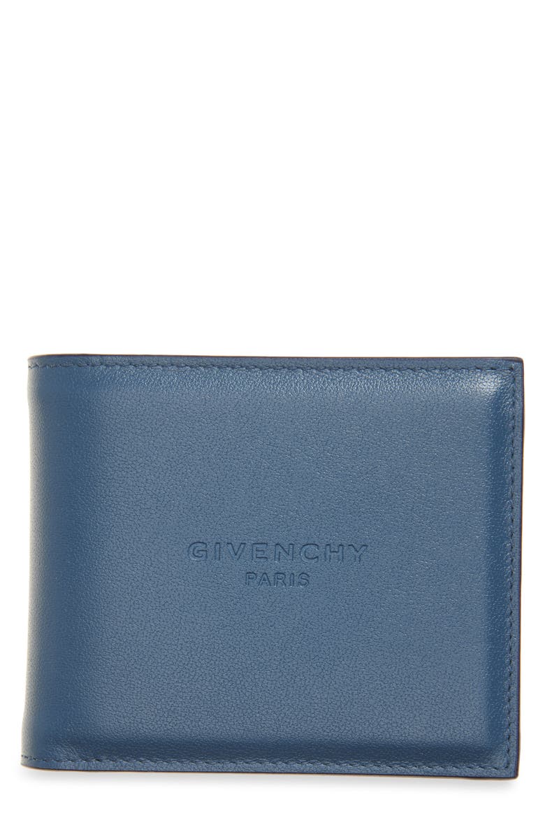Logo Padded Leather Bifold Wallet, Main, color, MILITARY BLUE