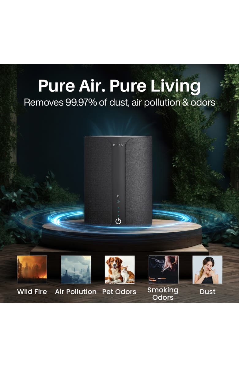 MIKO Ibuki 2.0 Air Purifier with App Control and Aroma Tray 1500 sqft, Alternate, color, White