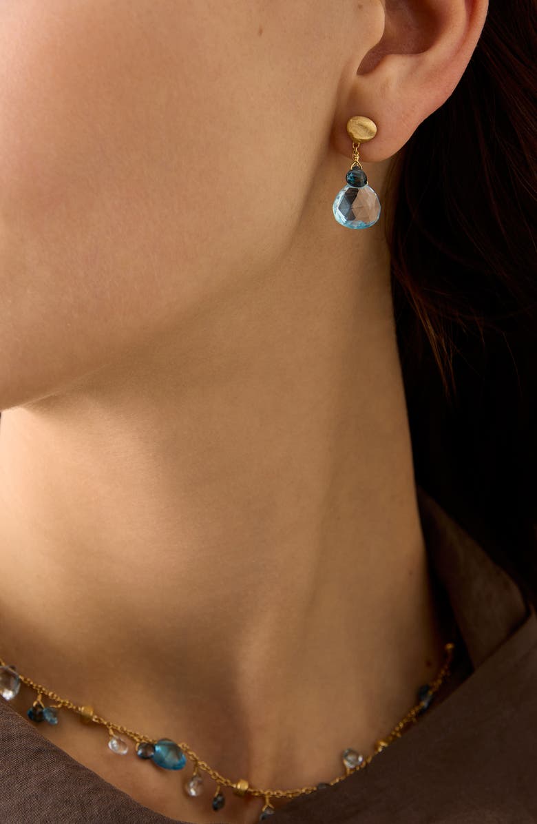 Marco Bicego Paradise 18K Gold Blue Topaz Drop Earrings, Alternate, color, 18K Gold