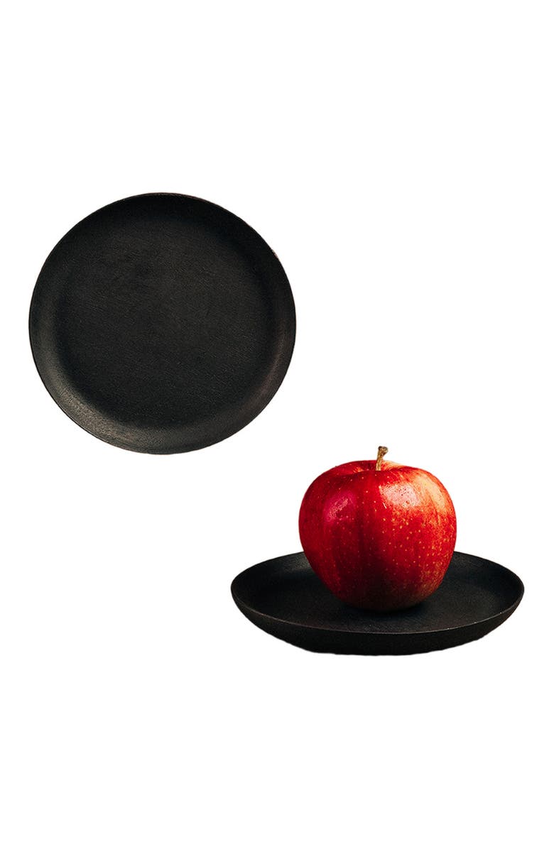 Chechen Wood Design Rosa Morada Wooden Small Plate, Alternate, color, Black