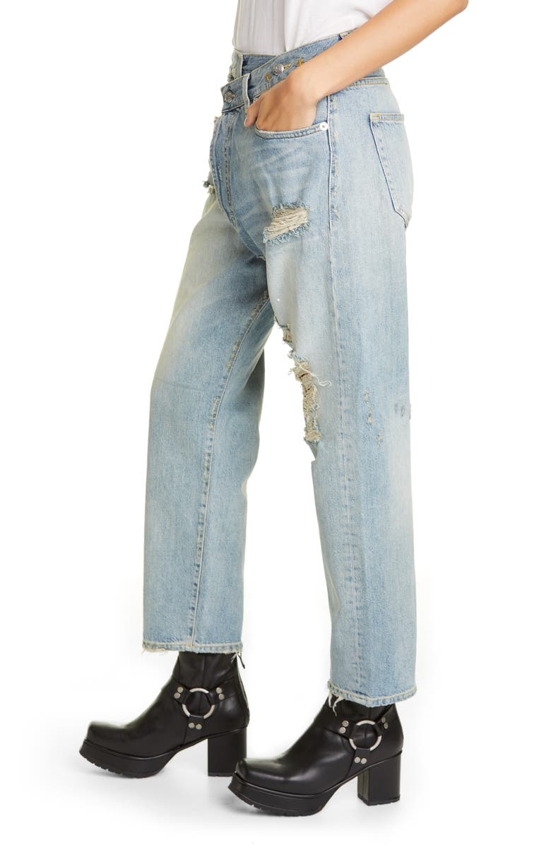 R13 Crossover Ripped Jeans, Alternate, color, 