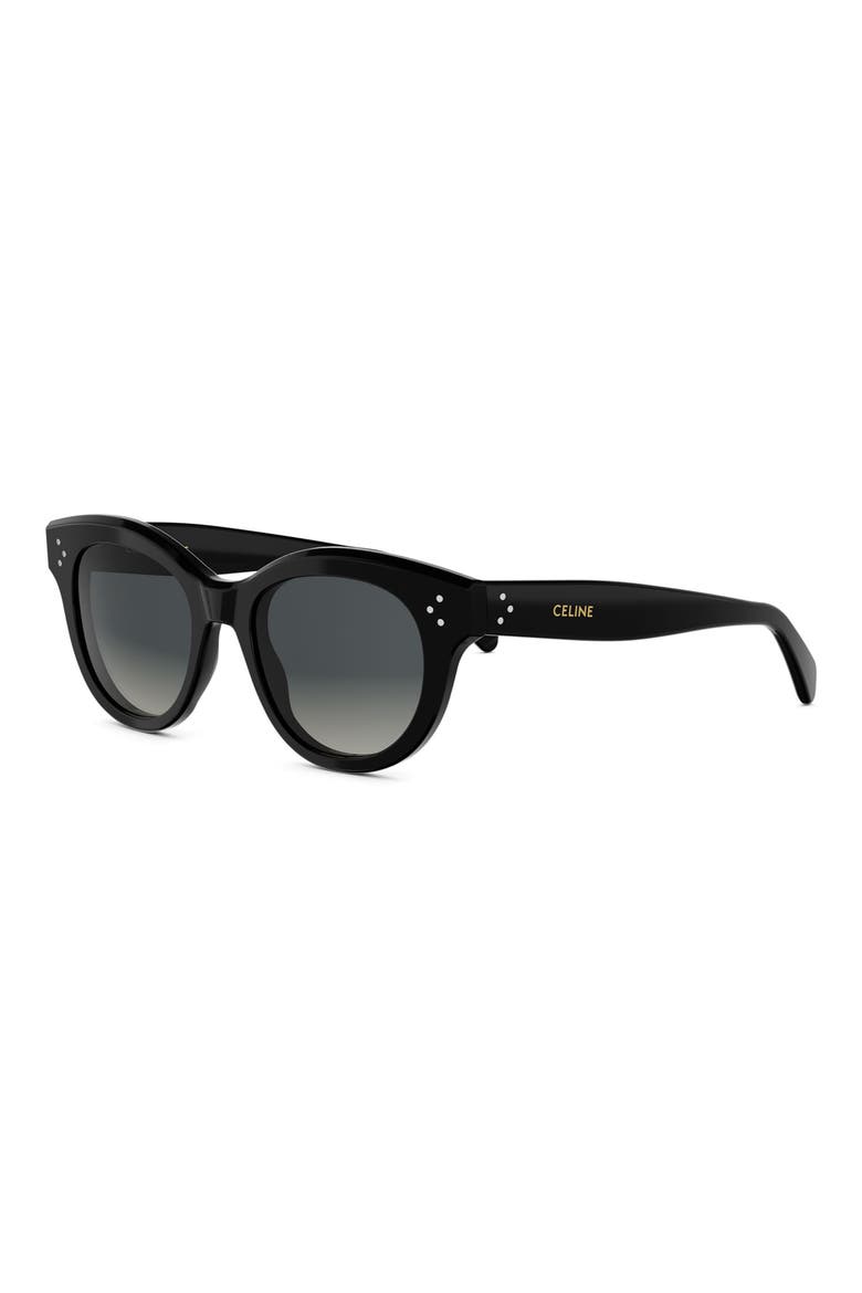 3 Dots 51mm Round Sunglasses, Alternate, color, SHINY BLACK / GRADIENT SMOKE