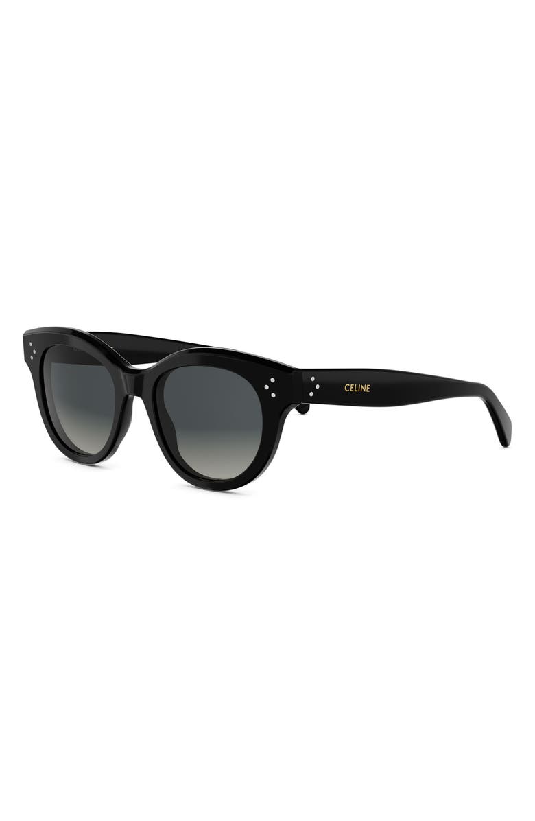 CELINE 3 Dots 51mm Round Sunglasses, Alternate, color, Shiny Black / Gradient Smoke