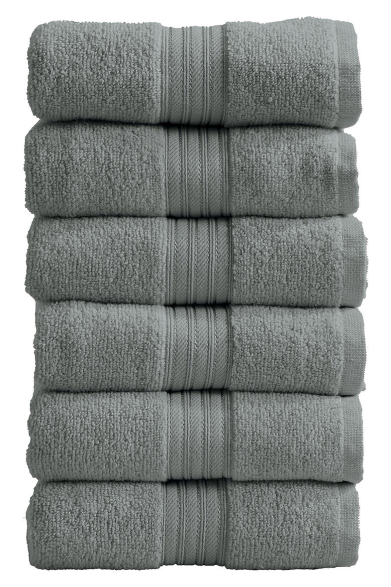Quick-Dry Cotton 6-Pack Hand Towel Set, Main, color, STEEL BLUE