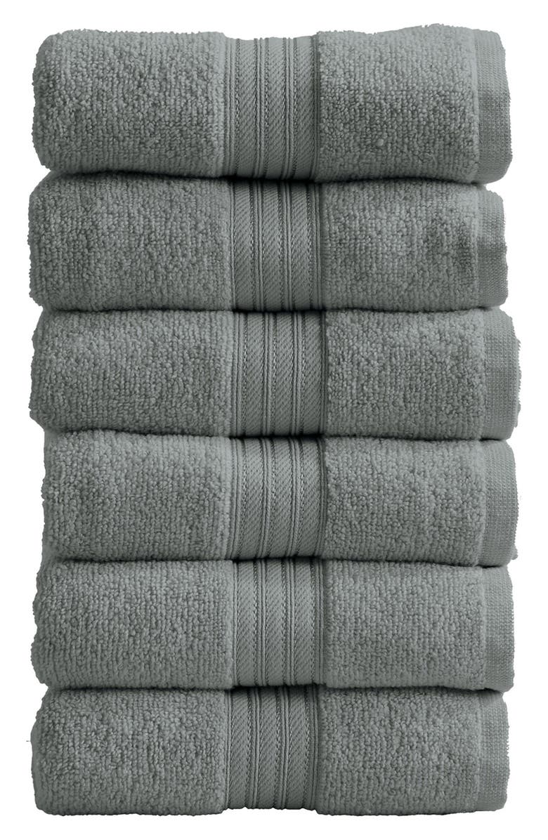 Woven & Weft Quick-Dry Cotton 6-Pack Hand Towel Set, Main, color, Steel Blue