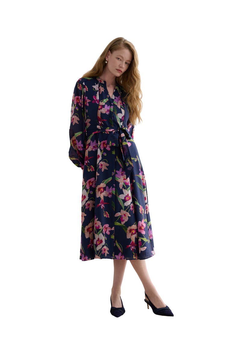 Pippa Floral Midi Dress, Main, color, Midnight Multi