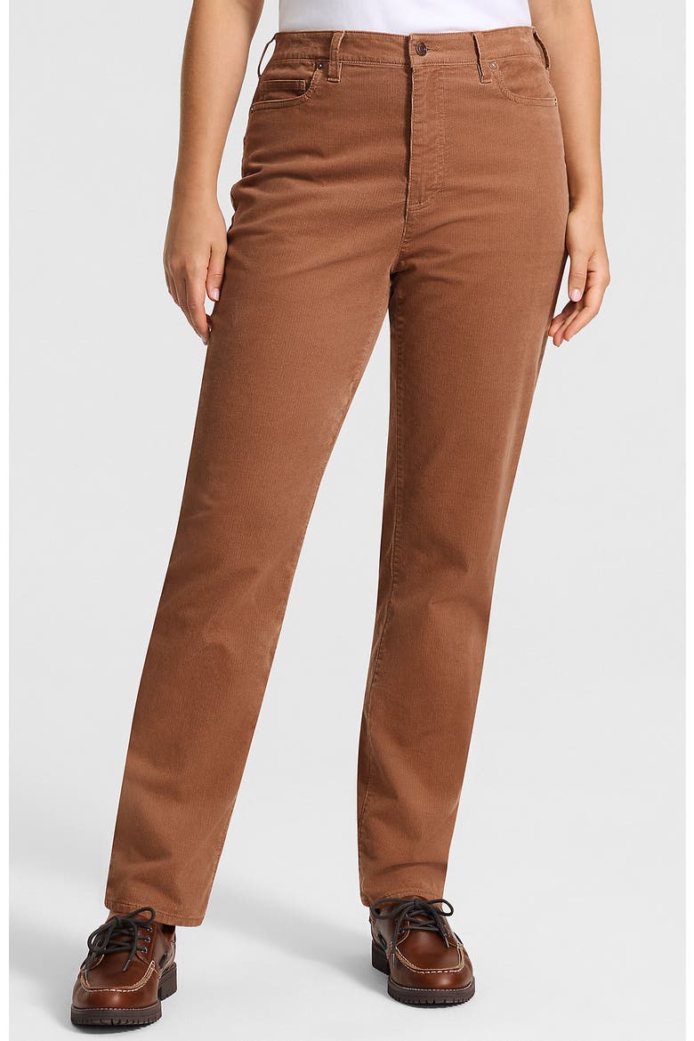 Fine Wale Embroidery Corduroy High Rise Straight Leg Pants, Main, color, Maple Toffee