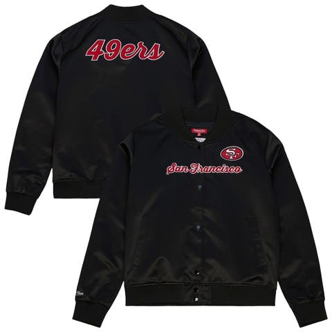 Women's Mitchell & Ness  Black San Francisco 49ers Full-Snap Satin Jacket