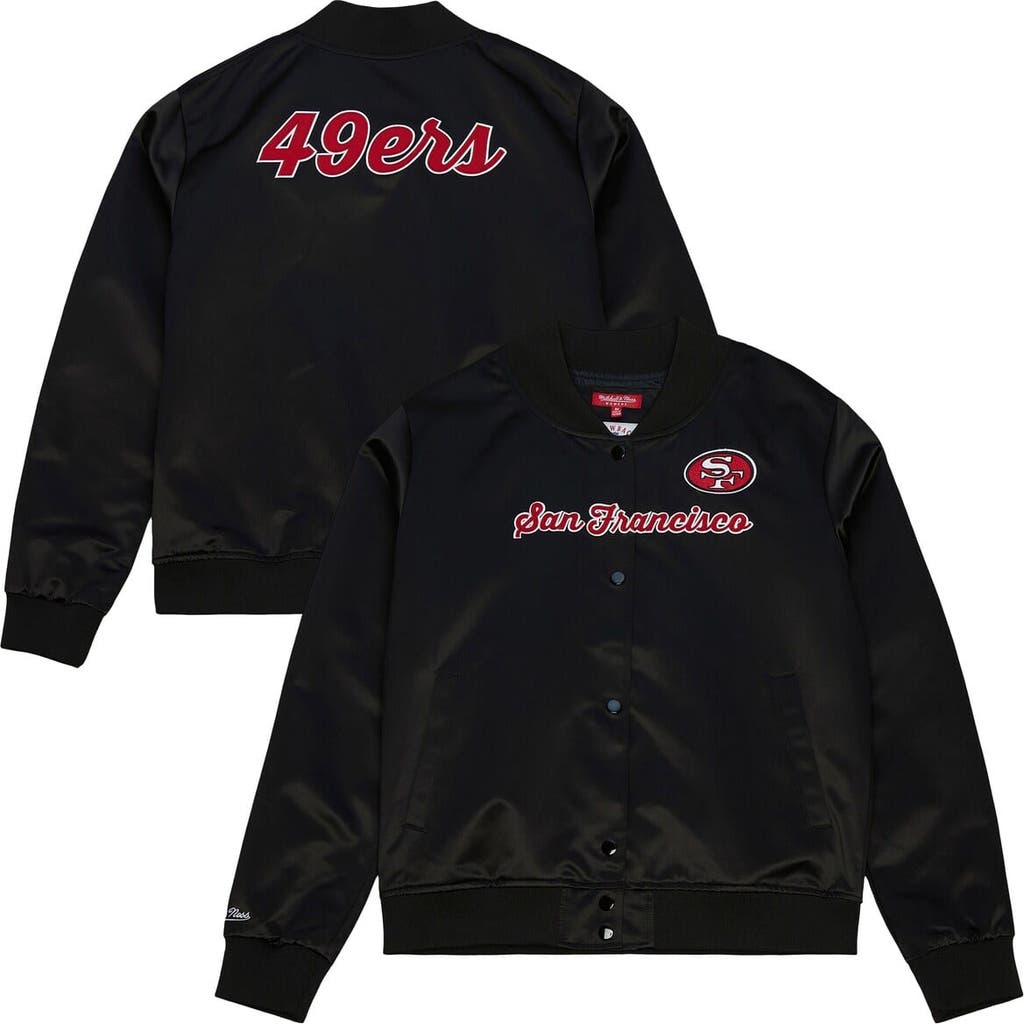 Mitchell & Ness Women's Black San Francisco 49ers Full-snap Satin Jacket In Black
