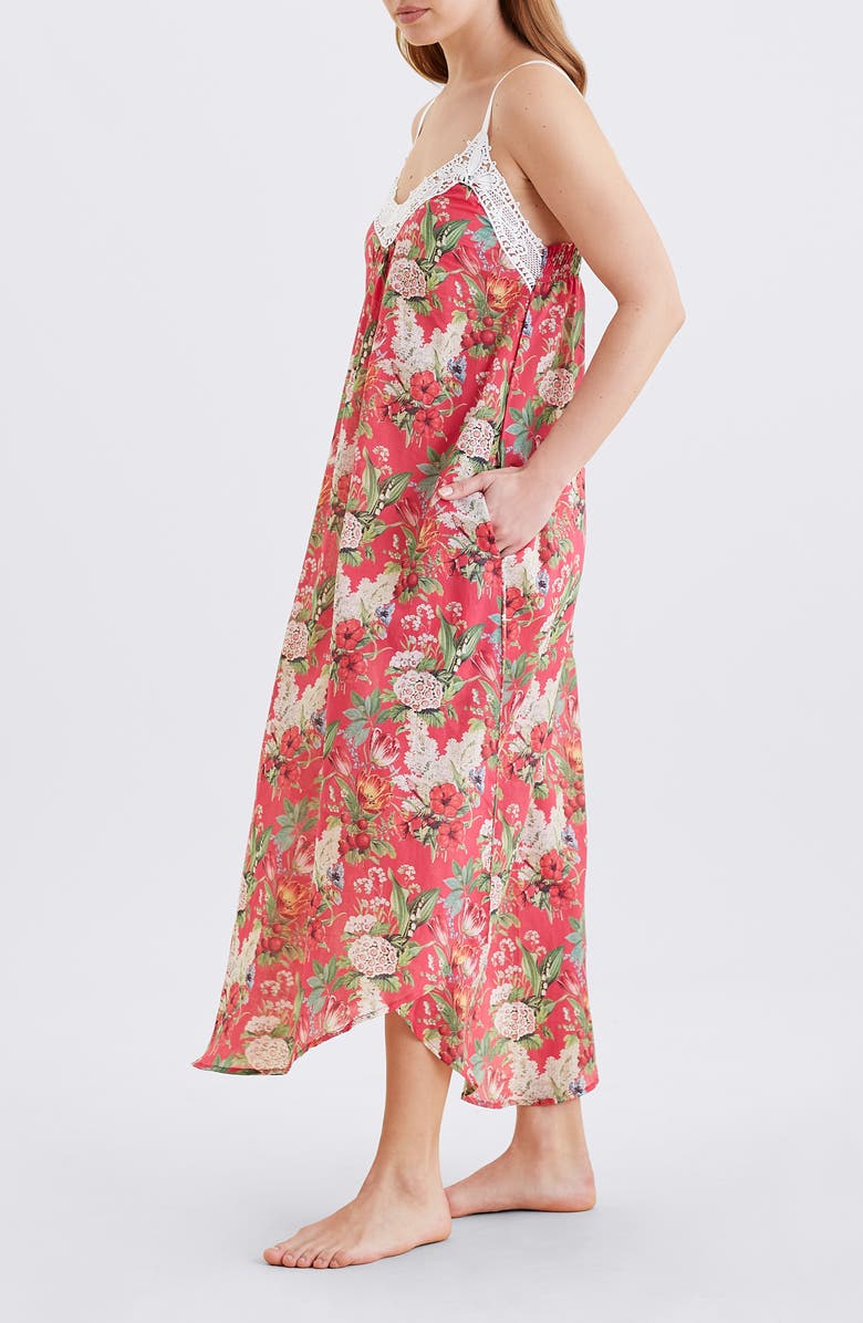 Papinelle Clara Lace Trim Cotton Voile Nightgown, Alternate, color, 