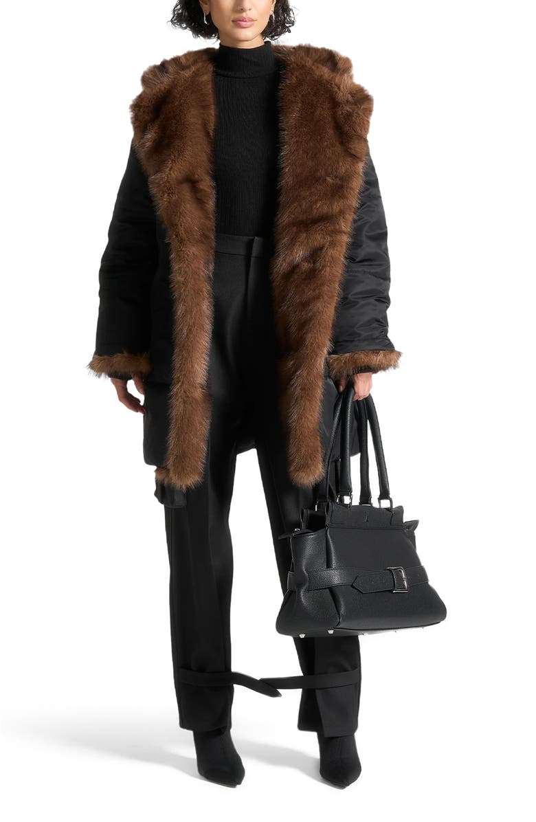 Manière De Voir Alima Fur Longline Belted Coat, Main, color, 