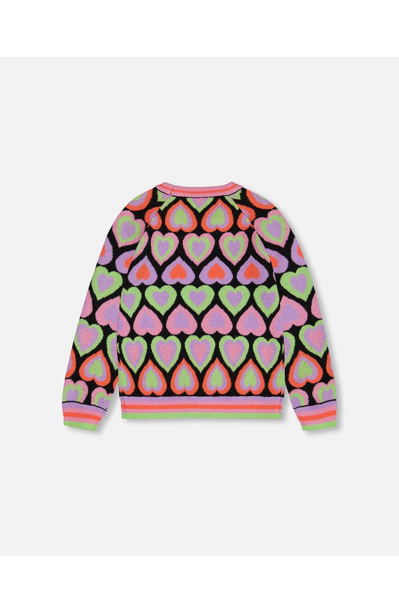 Deux par Deux Girl's Jacquard Hearts Sweater Multicolor, Alternate, color, 