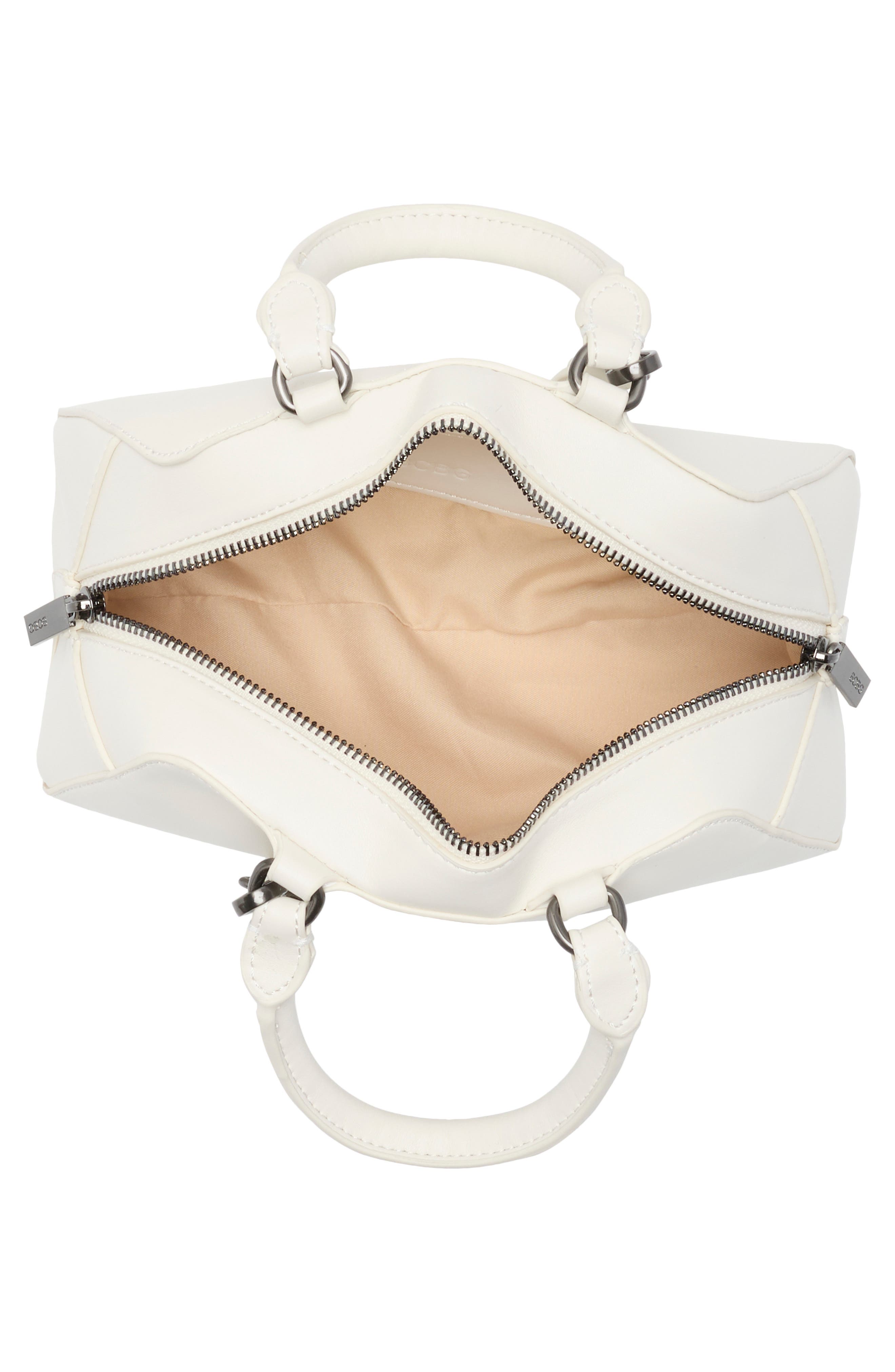 Faux Leather Top Handle Satchel, Alternate, color, POWDER
