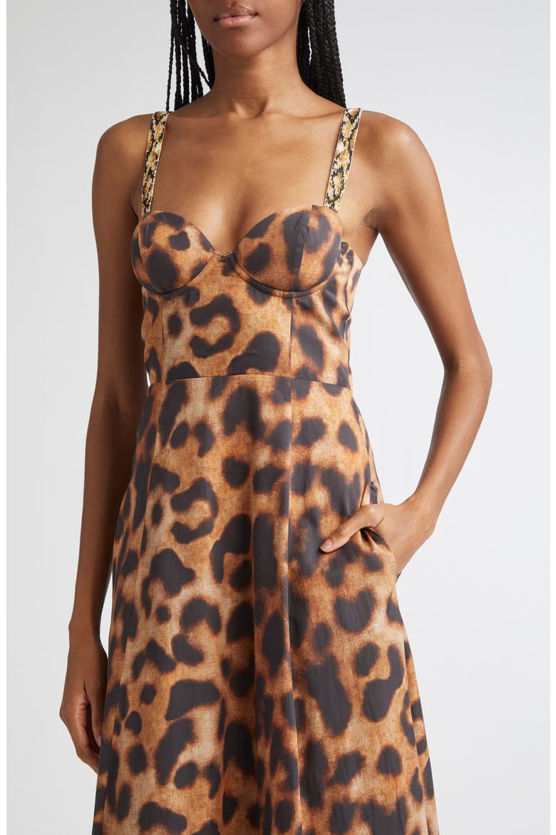 Sutton Leopard Print Gown, Alternate, color, TAN/ BLACK LEOPARD PRINT