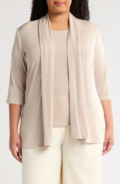 Vikki Vi Stretch Knit Open Front Jacket In Sand