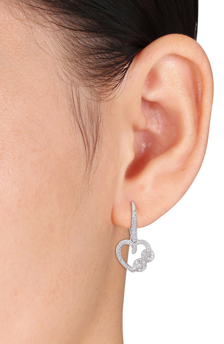 DELMAR Diamond Infinity Heart Pendant Necklace & Drop Earrings Set - 0.1ct., Alternate, color, Silver