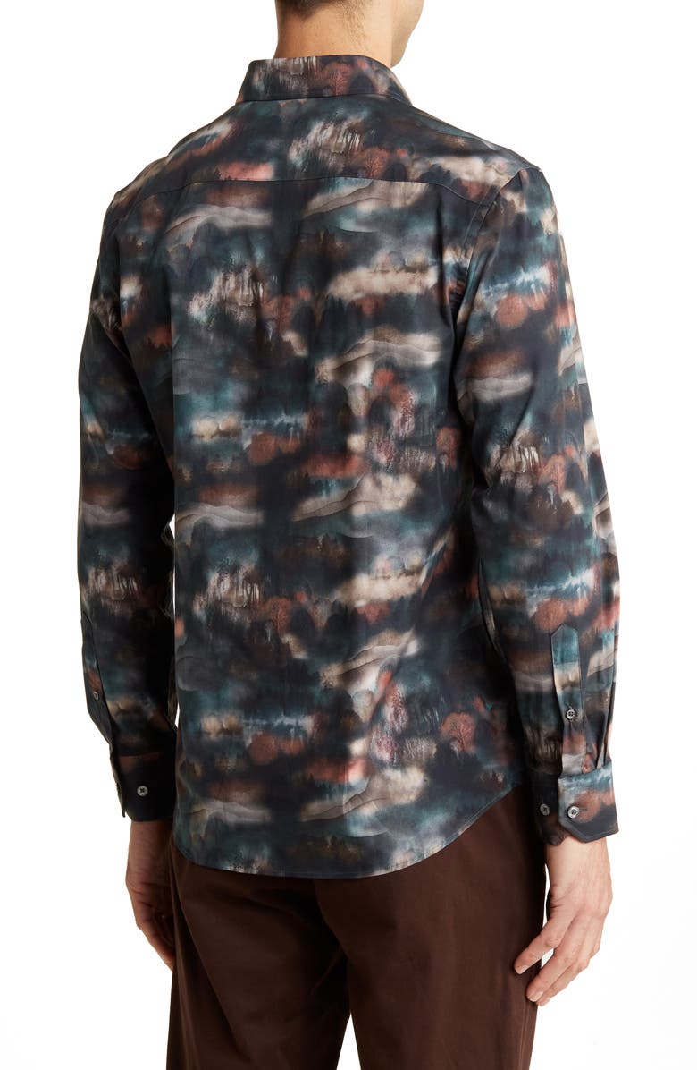 Bugatchi Shaped Fit Microprint Button-Up Shirt, Alternate, color,