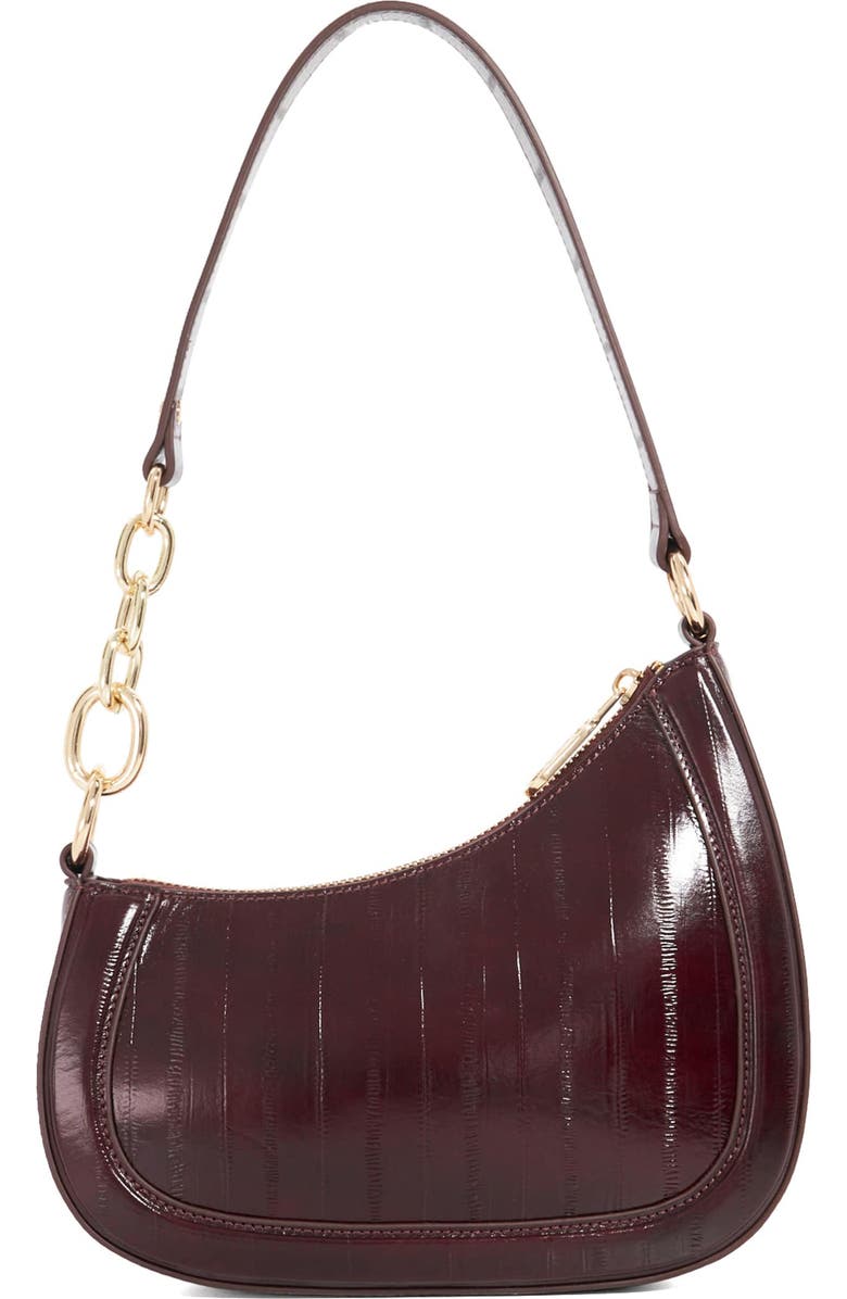 Dune London Direction Leather Shoulder Bag, Alternate, color, Burgundy