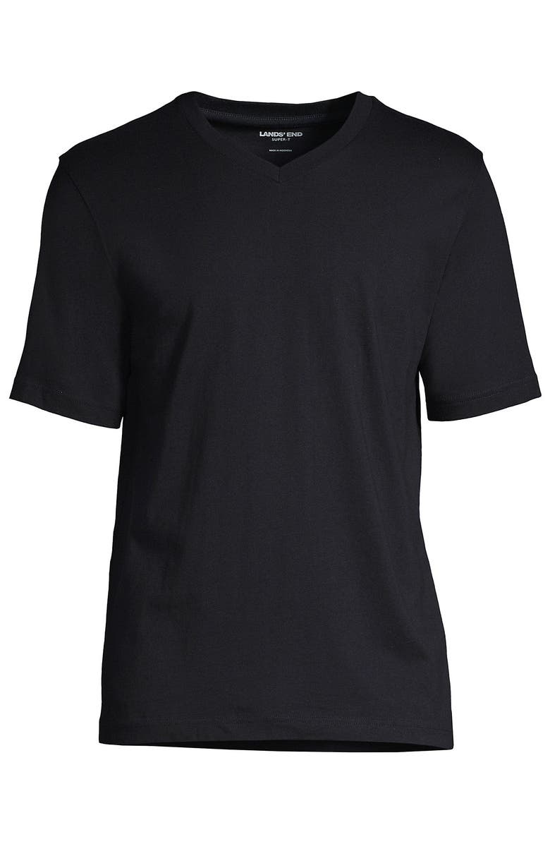 Lands' End Super-T Short Sleeve V-Neck T-Shirt, Alternate, color, Black