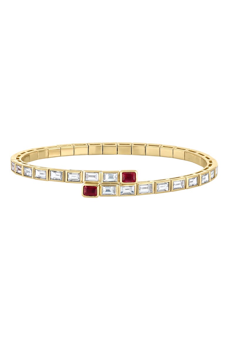 El Mar Ruby & Diamond Flex Bangle Bracelet, Main, color, YELLOW