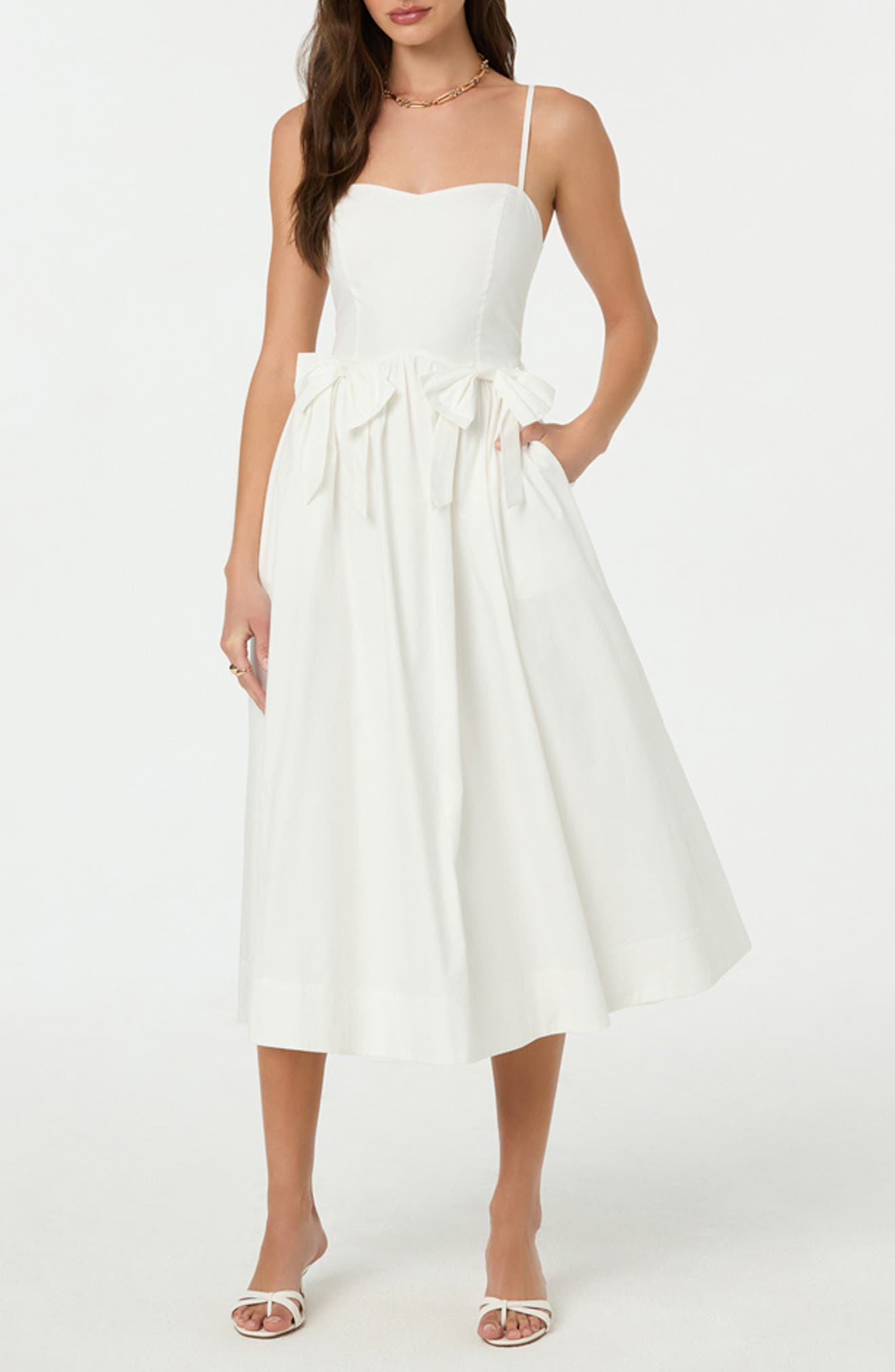 ASTR the Label Poplin Bow Detail Midi Dress