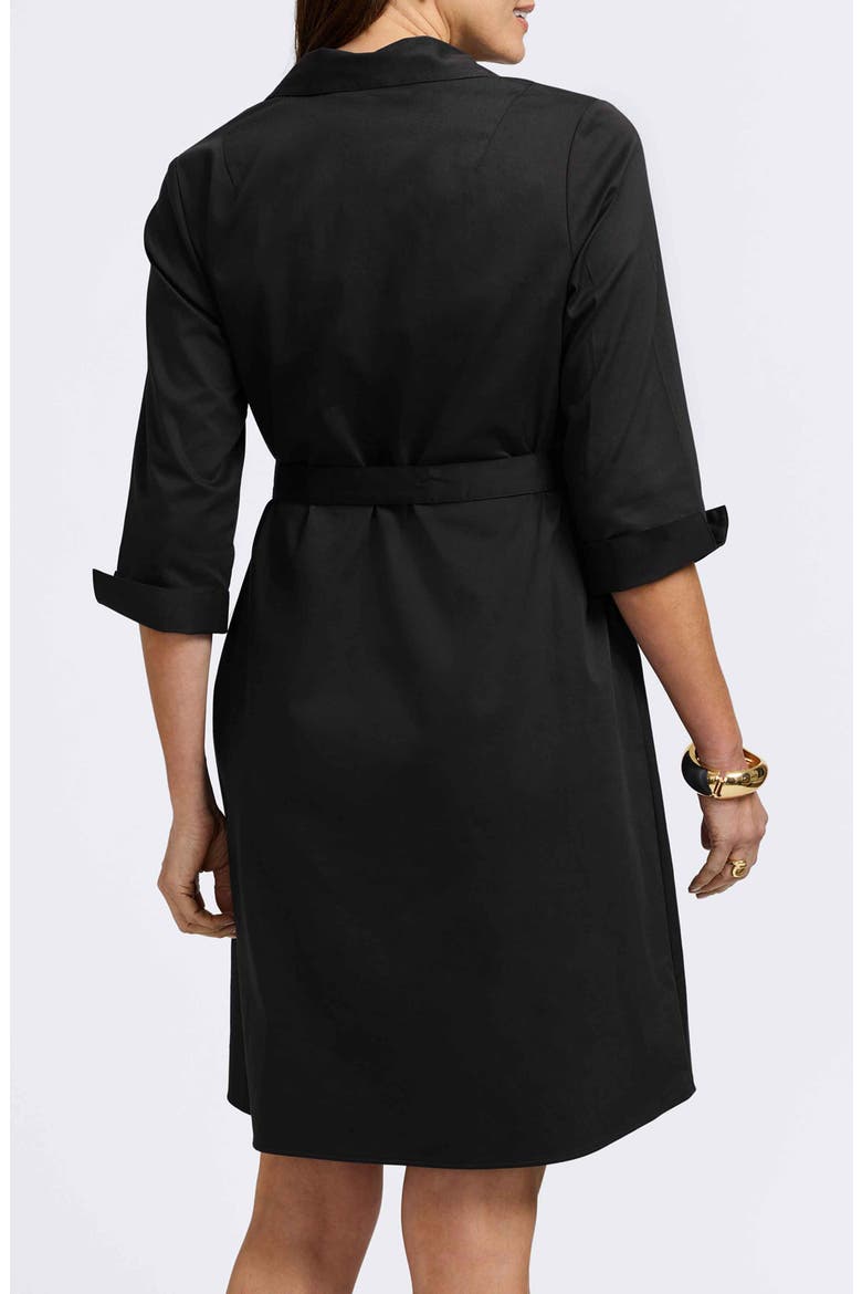 Agnes Belted Cotton Blend Shirtdress, Alternate, color, BLACK