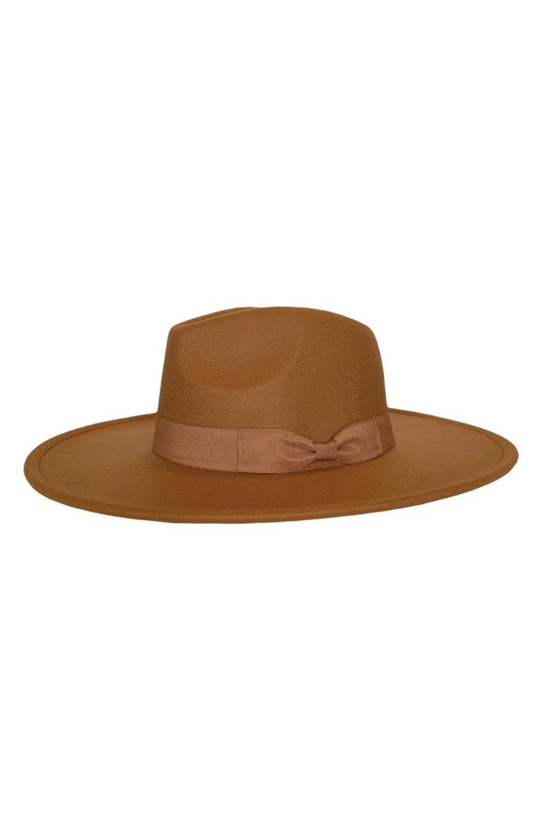 MODERN MONARCHIE Brown Wool Felted Fedora, Main, color, 