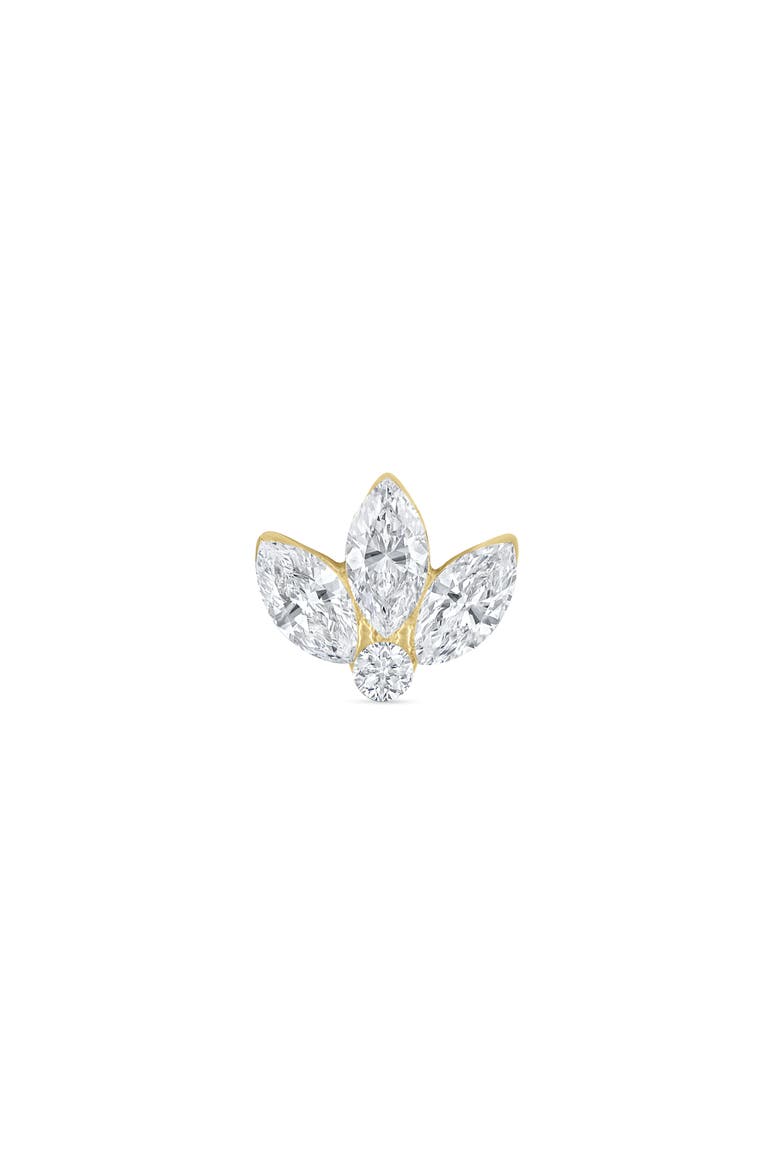 Invisible Diamond Lotus Threaded Stud Earring, Alternate, color, YELLOW GOLD