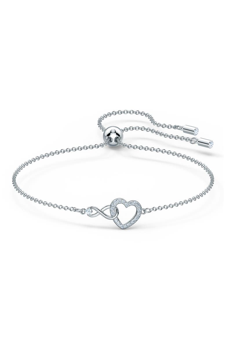 Hyperbola Swarovski Crystal Heart Bracelet, Main, color, WHITE