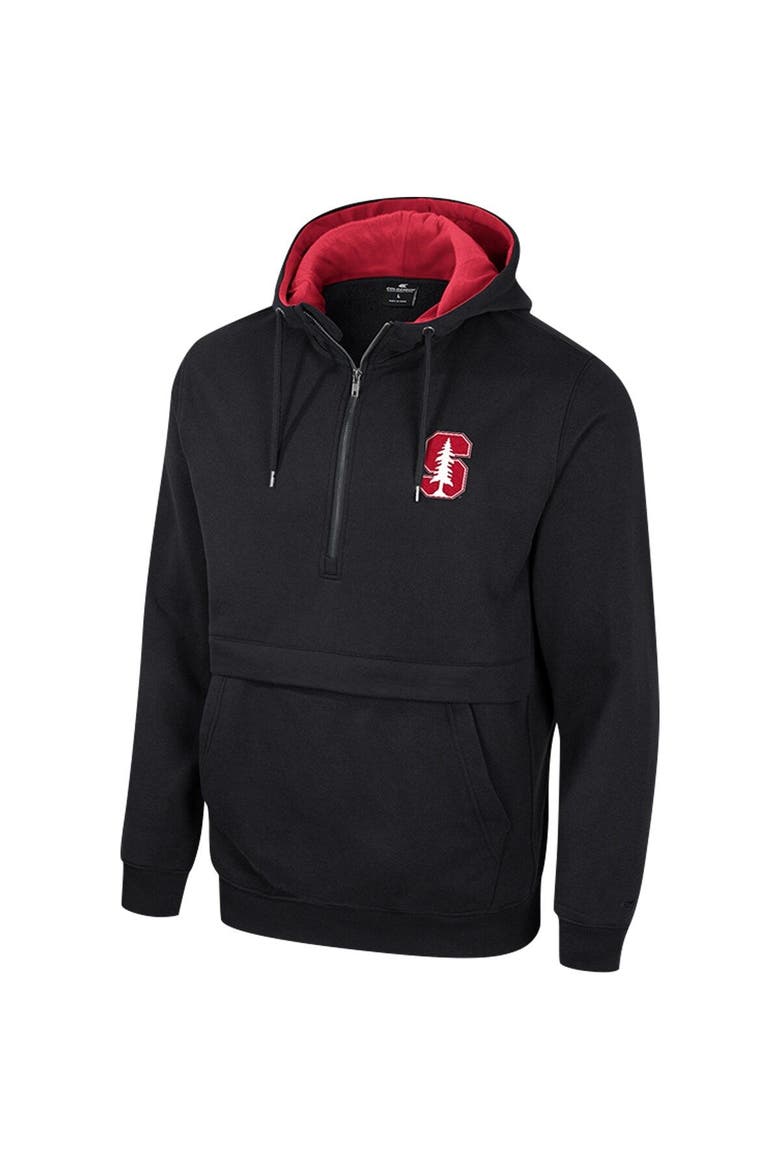 Men's Colosseum Black Stanford Cardinal Half-Zip Hoodie, Alternate, color, Black