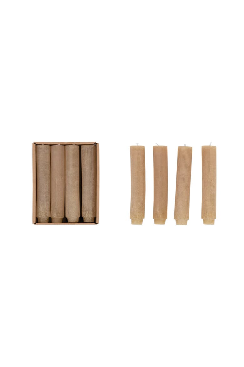 Unscented Pleated Taper Candles in Box, Set of 12, Main, color, Natural