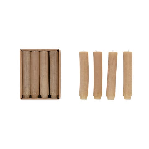 Unscented Pleated Taper Candles in Box, Set of 12