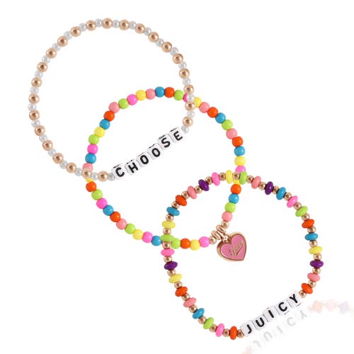 Juicy Couture Kids Beaded Stretch Bracelet Set in Pink, White , Gold, Rainbow  product