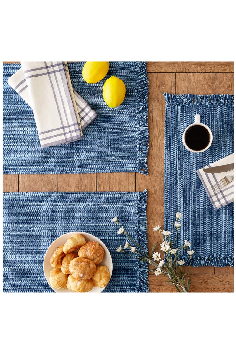 Variegated Fringe Set of 4 Placemats, Alternate, color, BLUE