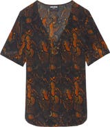 Zadig & Voltaire Terzo Python Print Silk Button-Up Shirt