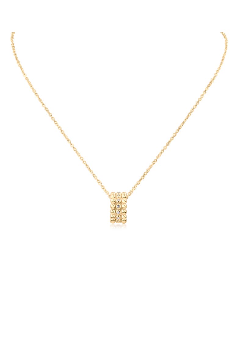Triple Row Cubic Zirconia Pendant Necklace, Main, color, CLEAR GOLD