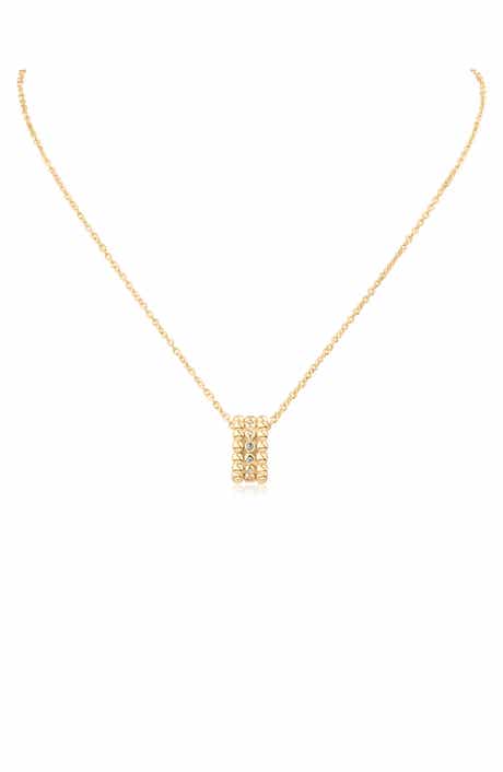 Triple Row Cubic Zirconia Pendant Necklace