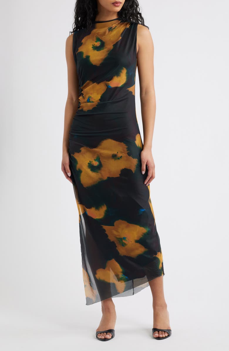Socialite Floral Shirred Mesh Dress, Main, color,