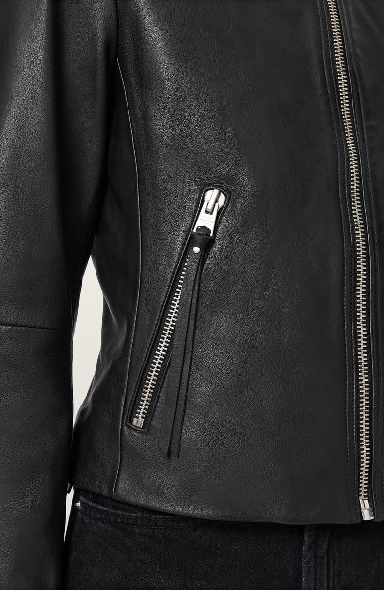 AllSaints Danbury Leather Moto Jacket, Alternate, color, Black